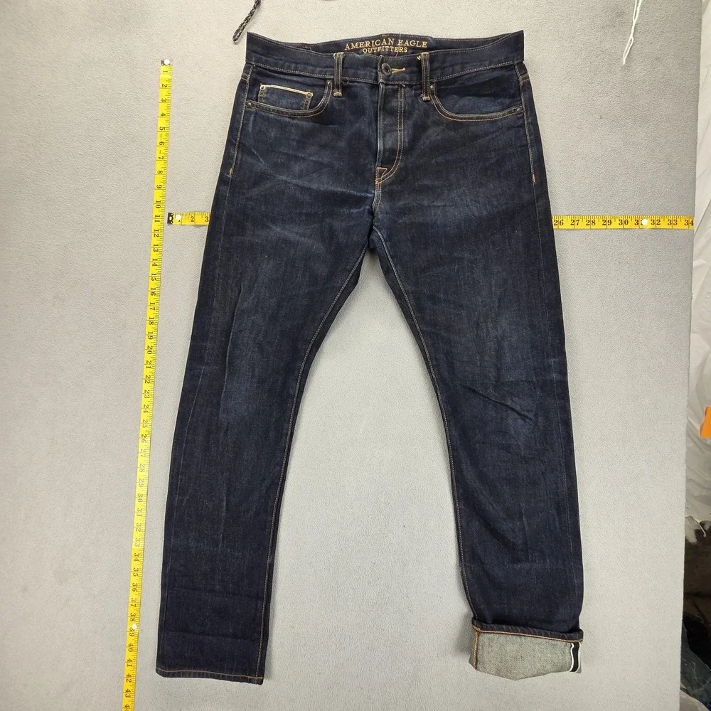 American Eagle‎ Jeans Mens 32x32 Blue Selvedge Slim Honeycomb Dark Wash